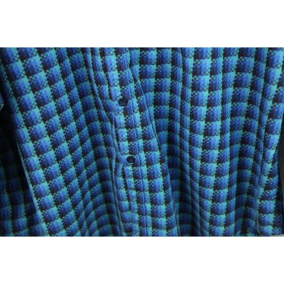 Robert Graham 2XL XXL Blue geometric Check Flip Cuff Classic Fit Cotton Shirt - Picture 8 of 11